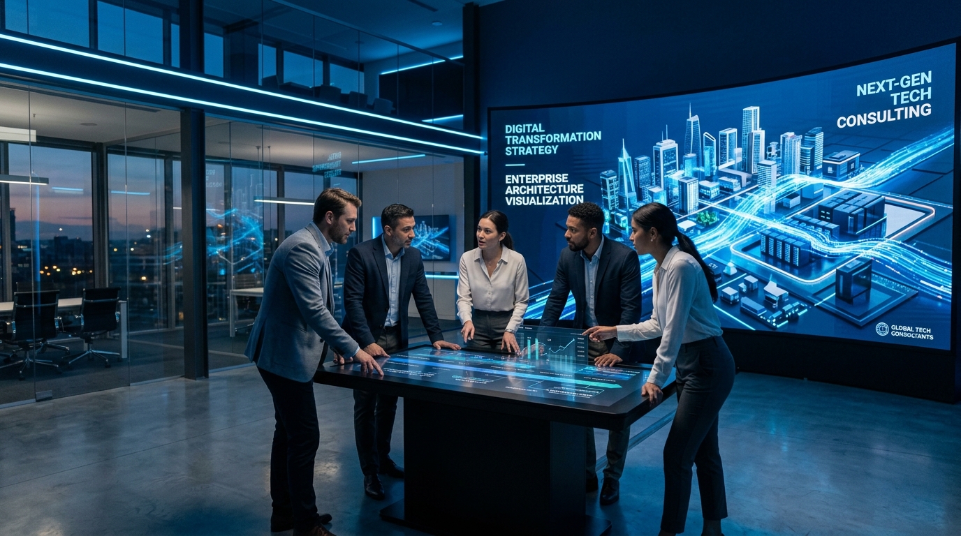 EZY Force Tech technology consultants reviewing digital transformation architecture